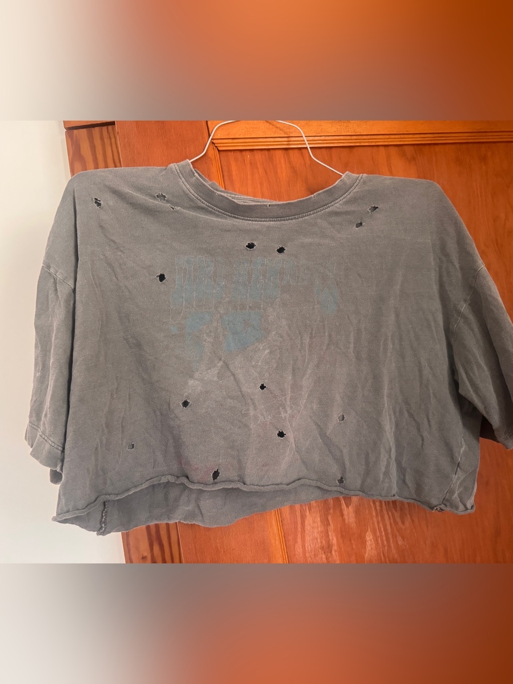 Women’s Jimi Hendrix Distressed Gray Cropped Graphic Tee